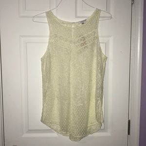 See through lace cream tank top